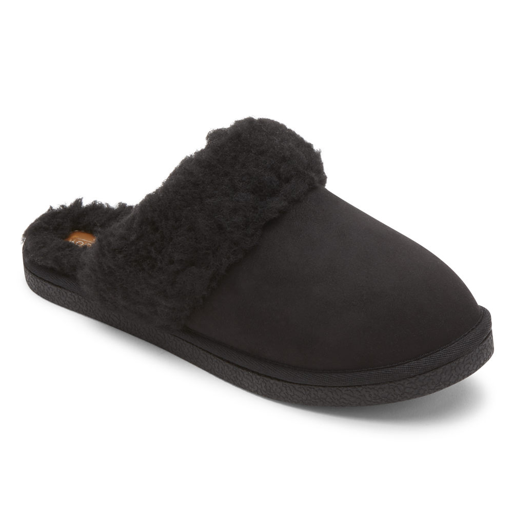 Rockport Womens Slippers Black - truTECH Veda Slide - UK 827-OZAKLR